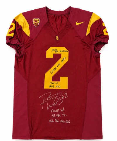 Robert Woods Signed Game Worn USC Trojans Football Jersey w/ 7 Inscriptions