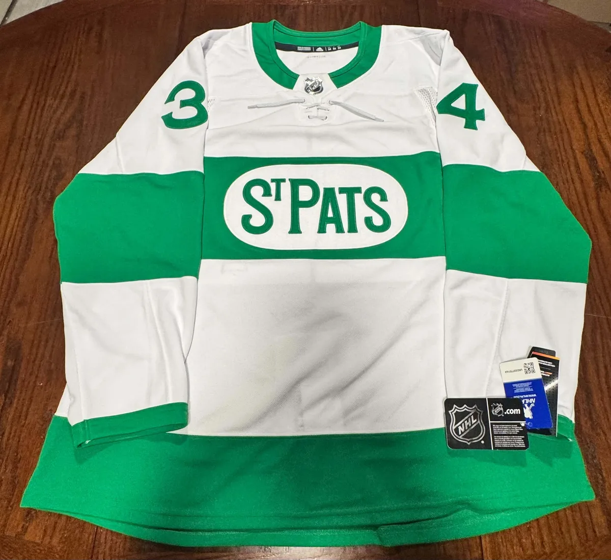 Auston Matthews St Pats White Adidas Pro Jersey photo 2