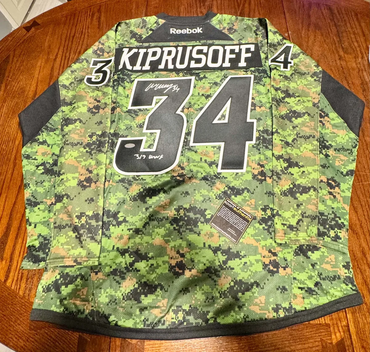 Mikko Kiprusoff Inscribed Reebok Alternate Military Replica Jersey
