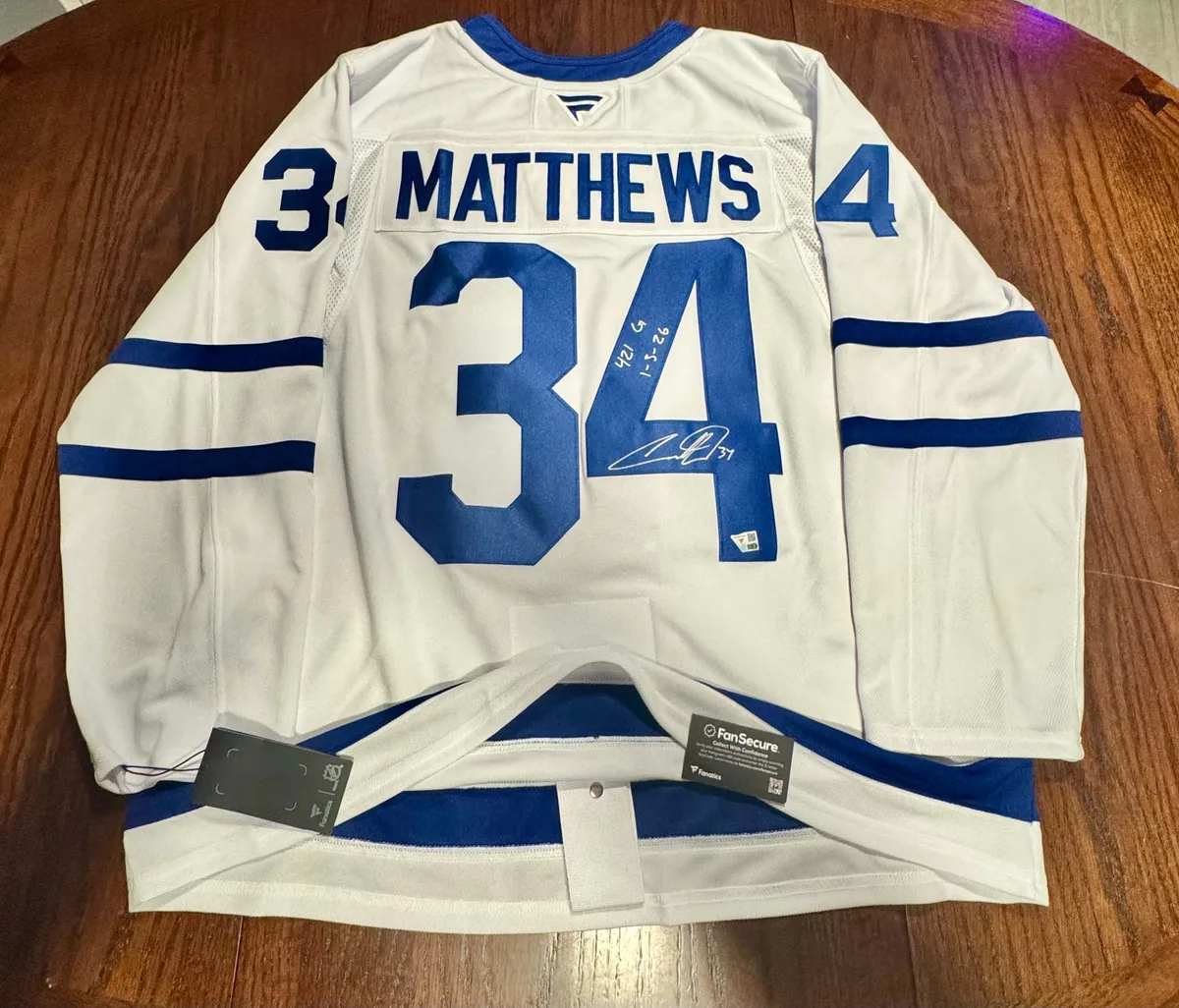 Auston Matthews Inscribed White Fanatics Premium Pro Jersey photo 2