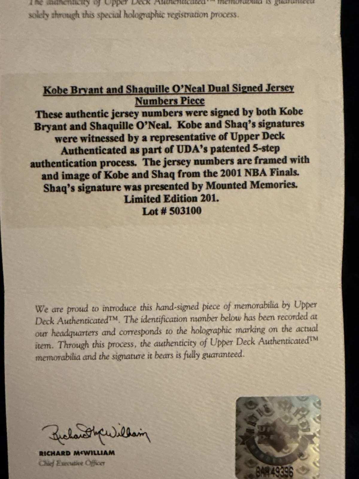 Kobe Bryant and Shaq signed number piece  photo 5