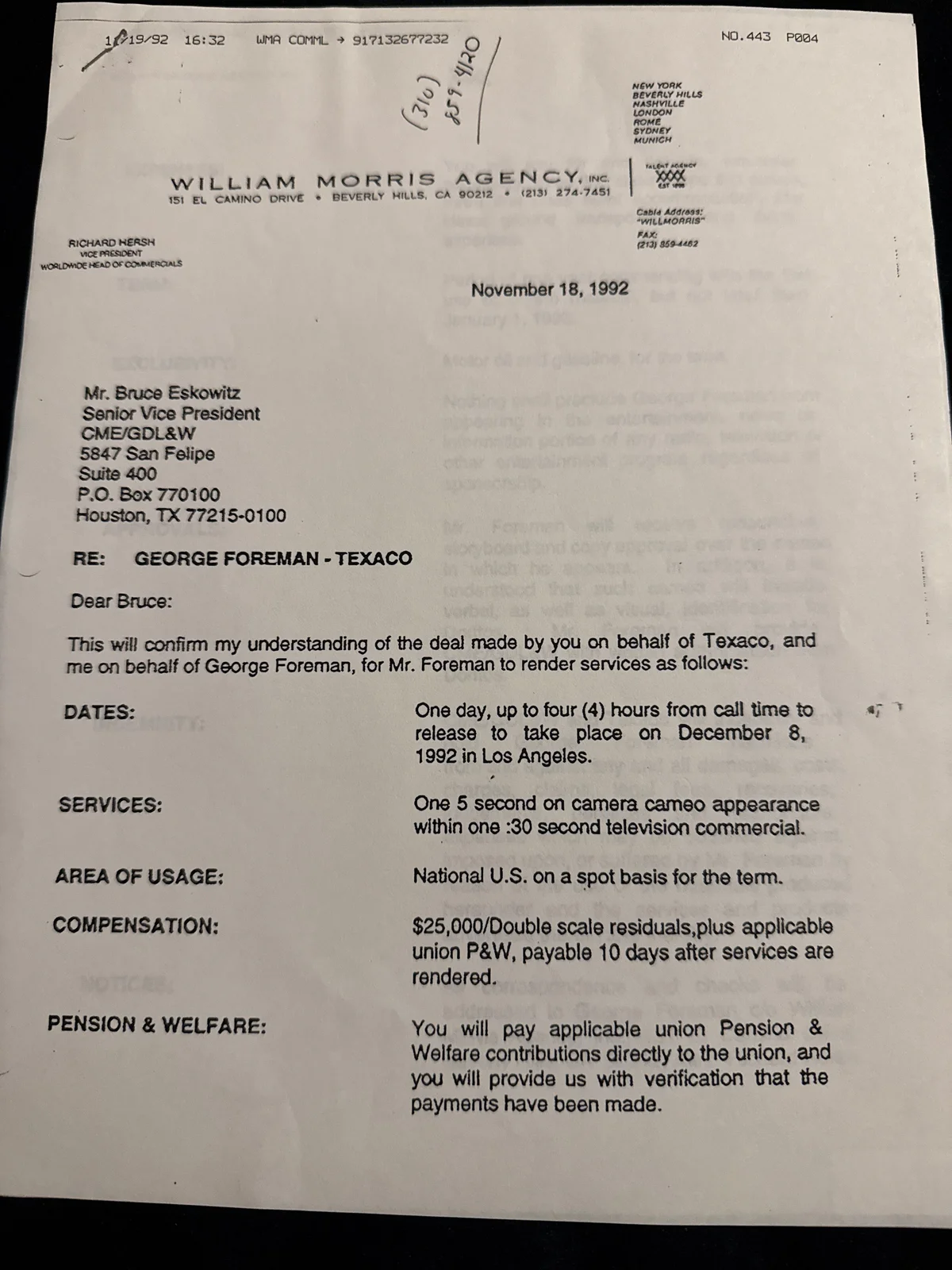 George Forman signed contract with Texaco photo 2