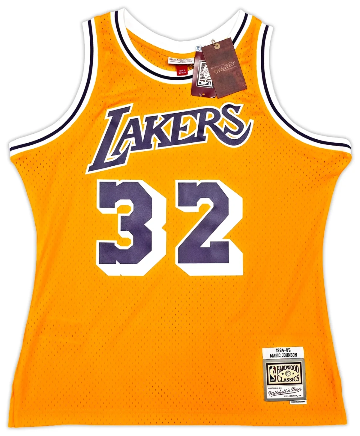 Magic Johnson Signed Los Angeles Lakers Mitchell & Ness Jersey - Beckett Witnessed
