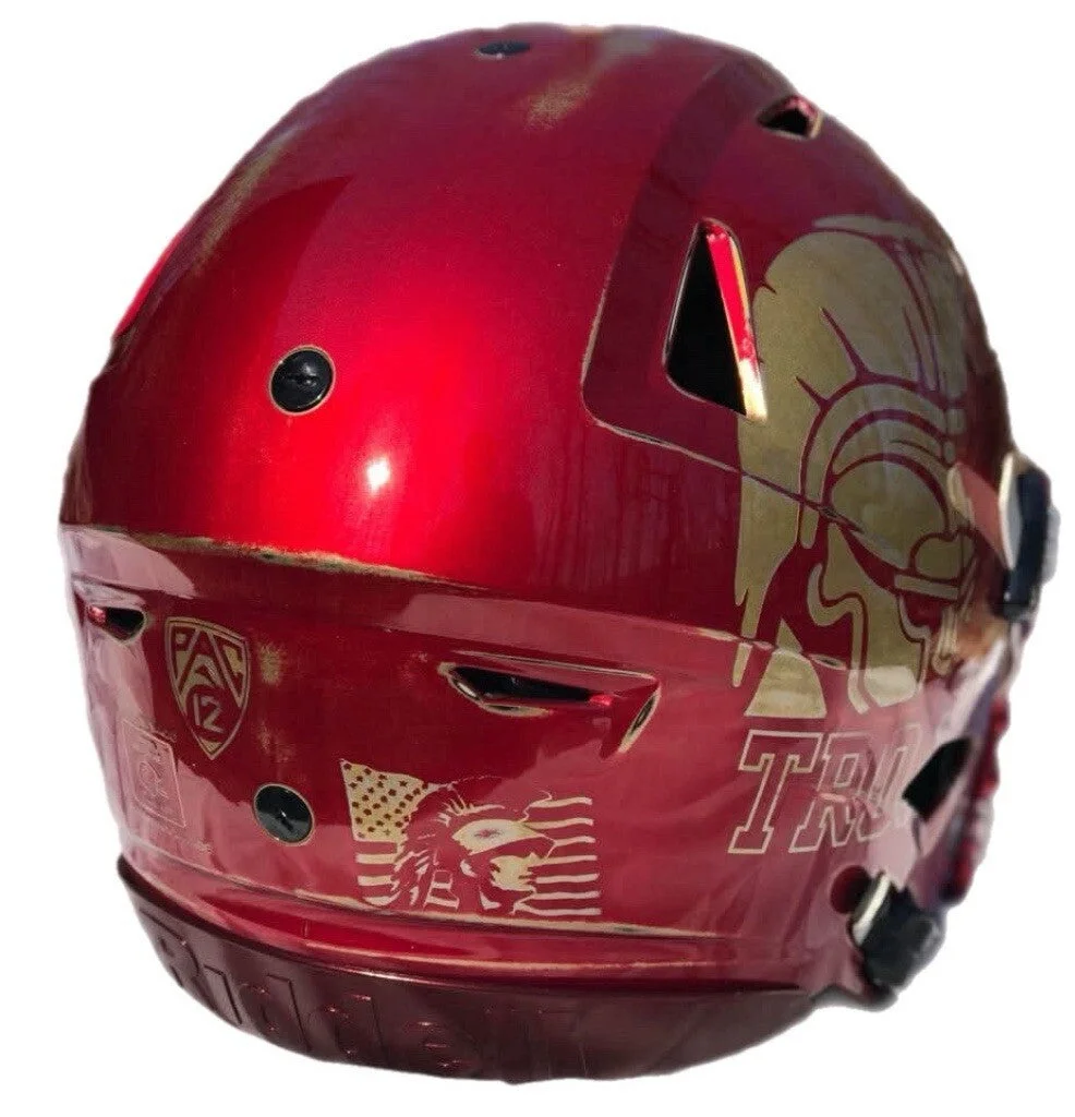 Custom Hand-Painted USC Trojans SpeedFlex Helmet with Multiple Inscriptions