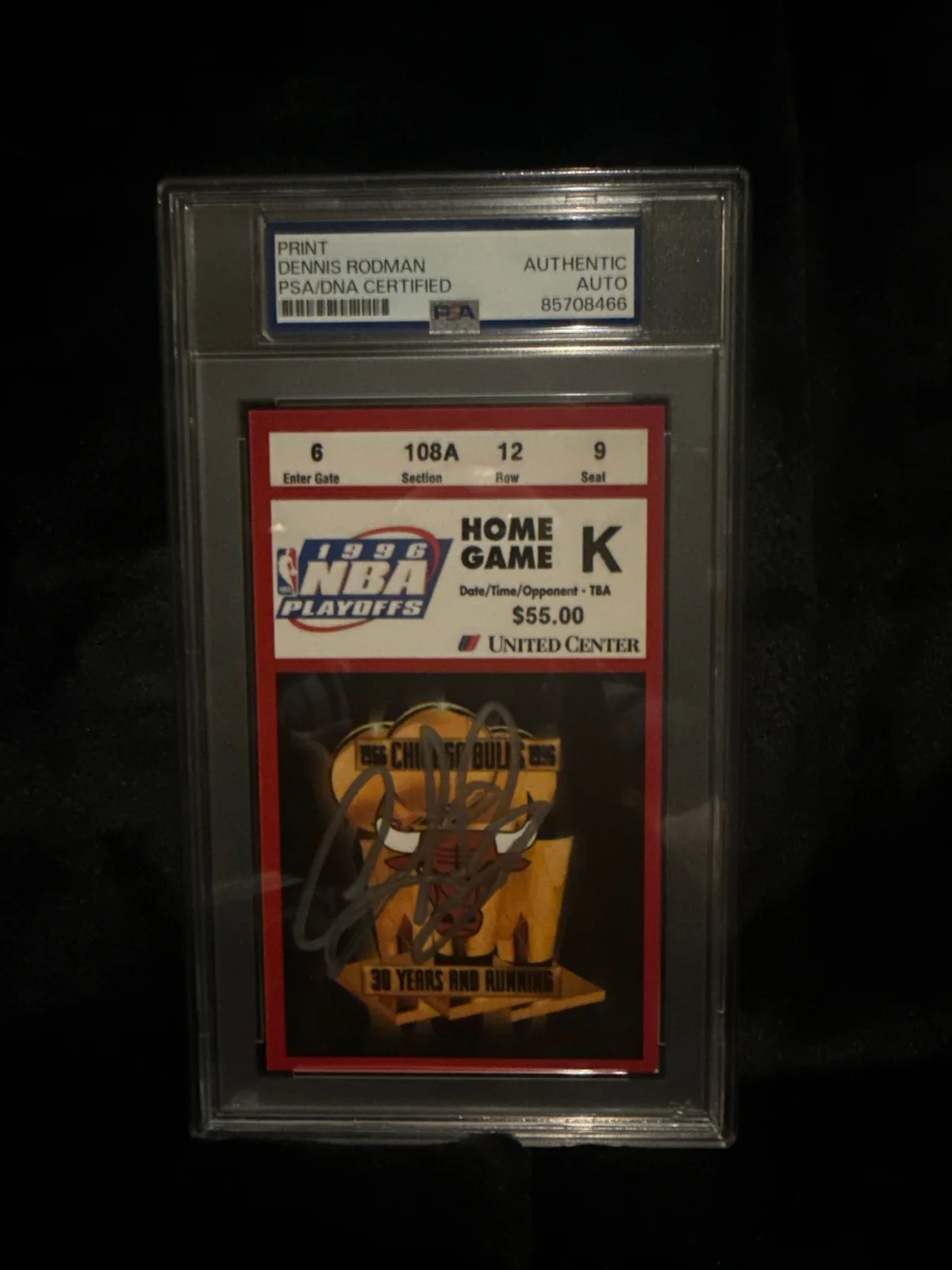 Dennis Rodman signed reprint ticket 