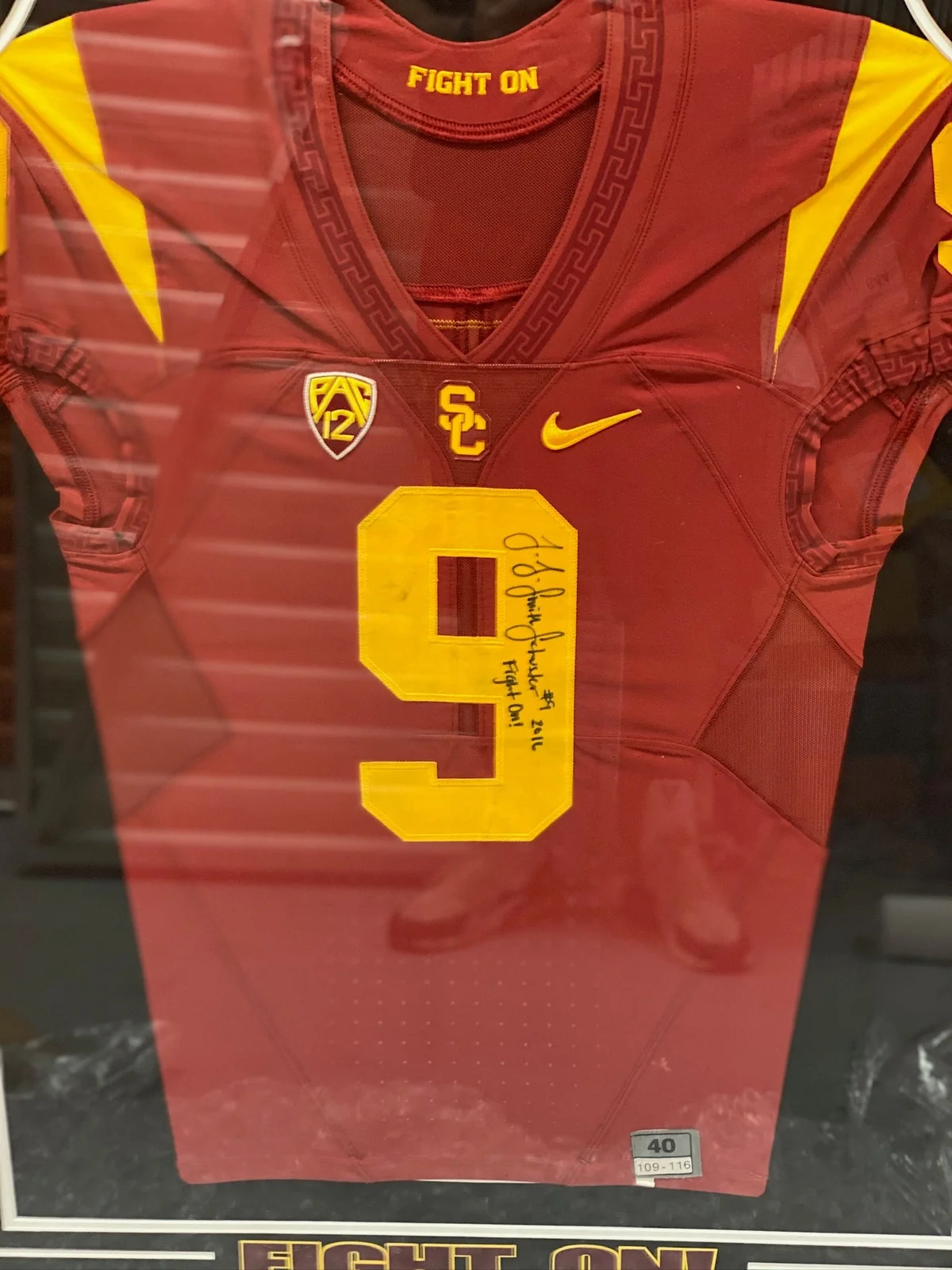 JuJu Smith-Schuster Signed Framed Game Worn 2016 USC Trojans Jersey