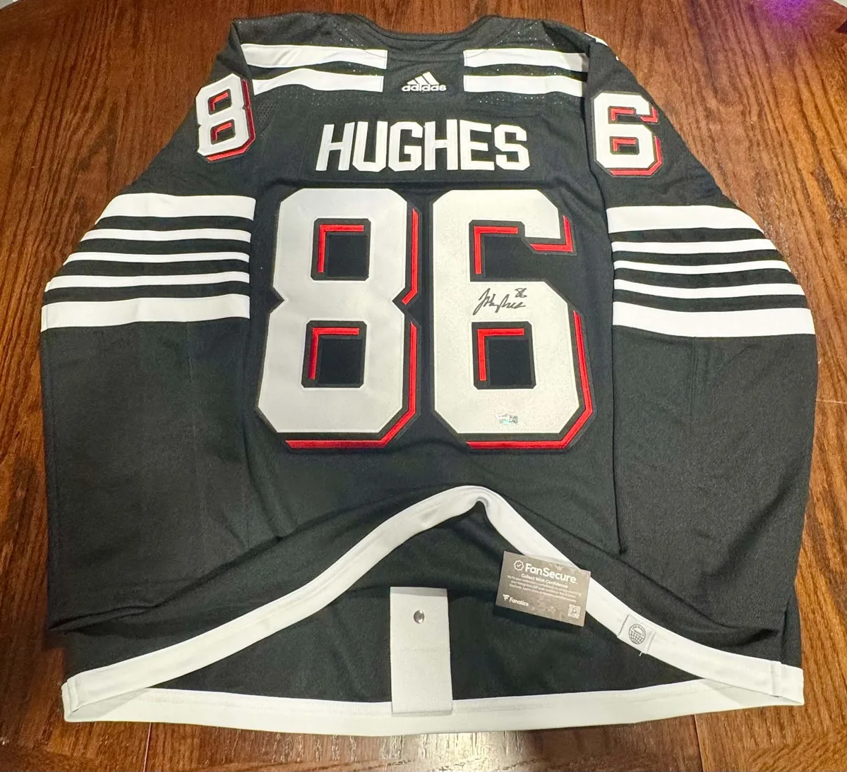 Jack Hughes Black Alternate Adidas Pro Jersey photo 2