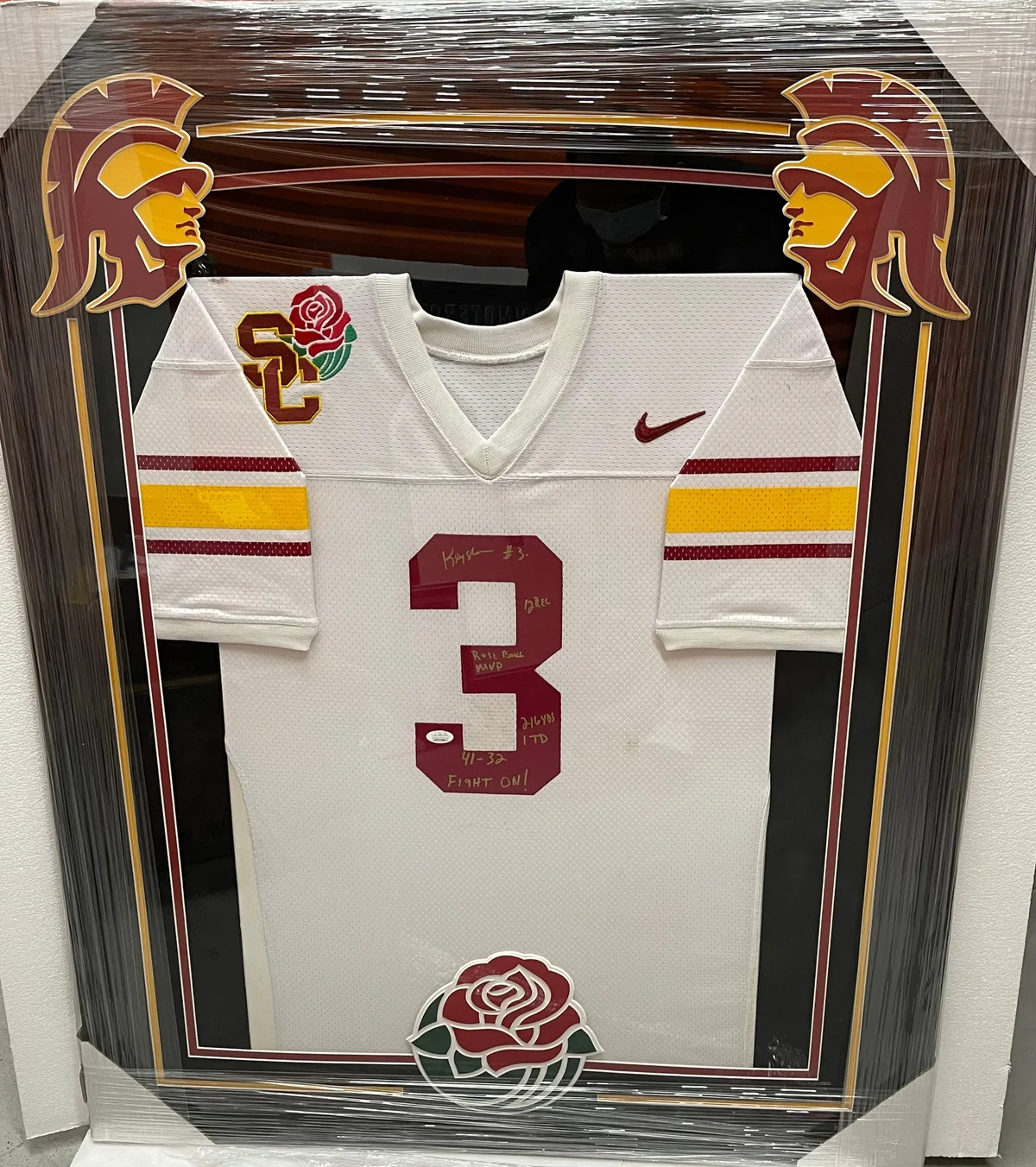 Keyshawn Johnson Signed, Inscribed, and Framed USC Trojans Team Issued Rose Bowl with 6 Inscriptions