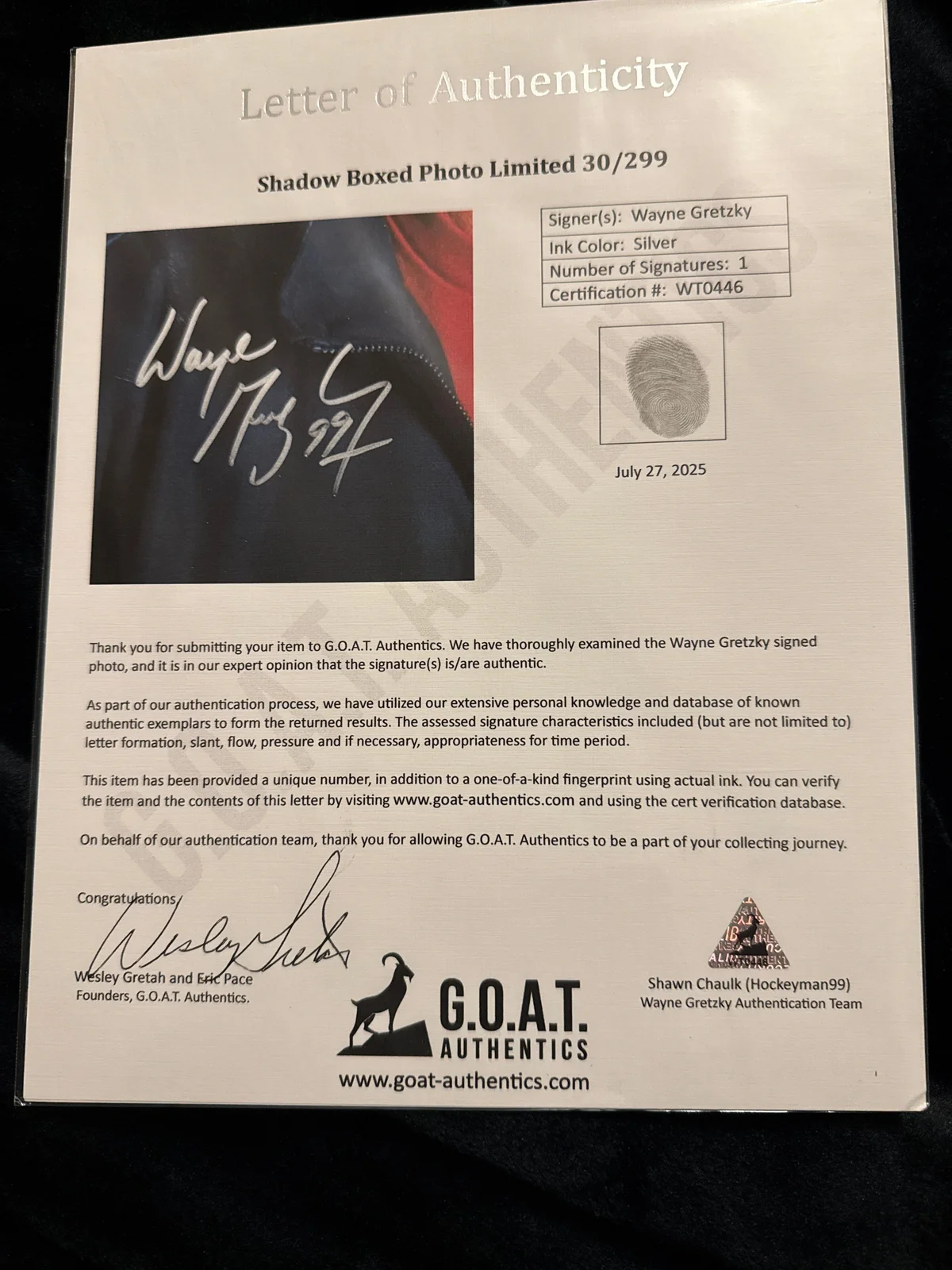 Wayne Gretzky signed pic Shadow box  photo 5