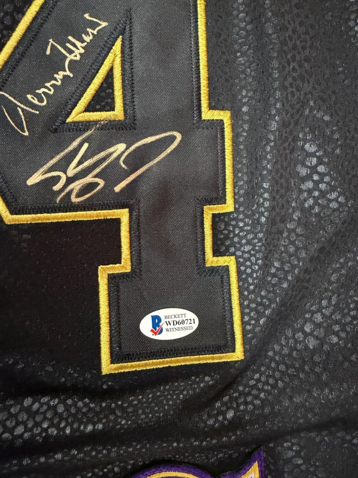 4 Kobe Bryant Lakers Jerseys Signed by Legends Magic Kareem Shaq West Baylor