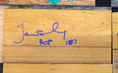 James Worthy Signed Inscribed Great Western Forum Game Used Floor Piece HOF 03