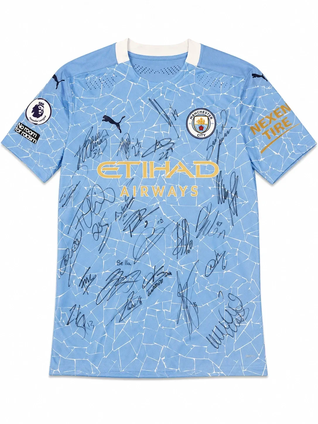 Benjamin Mendy Player-Worn, Team-Signed Manchester City FC Jersey (22 Signatures) - Featuring Kevin De Bruyne, Rodri, Bernardo Silva, Ederson