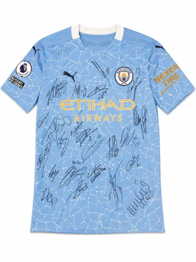 Benjamin Mendy Player-Worn, Team-Signed Manchester City FC Jersey (22 Signatures) - Featuring Kevin De Bruyne, Rodri, Bernardo Silva, Ederson