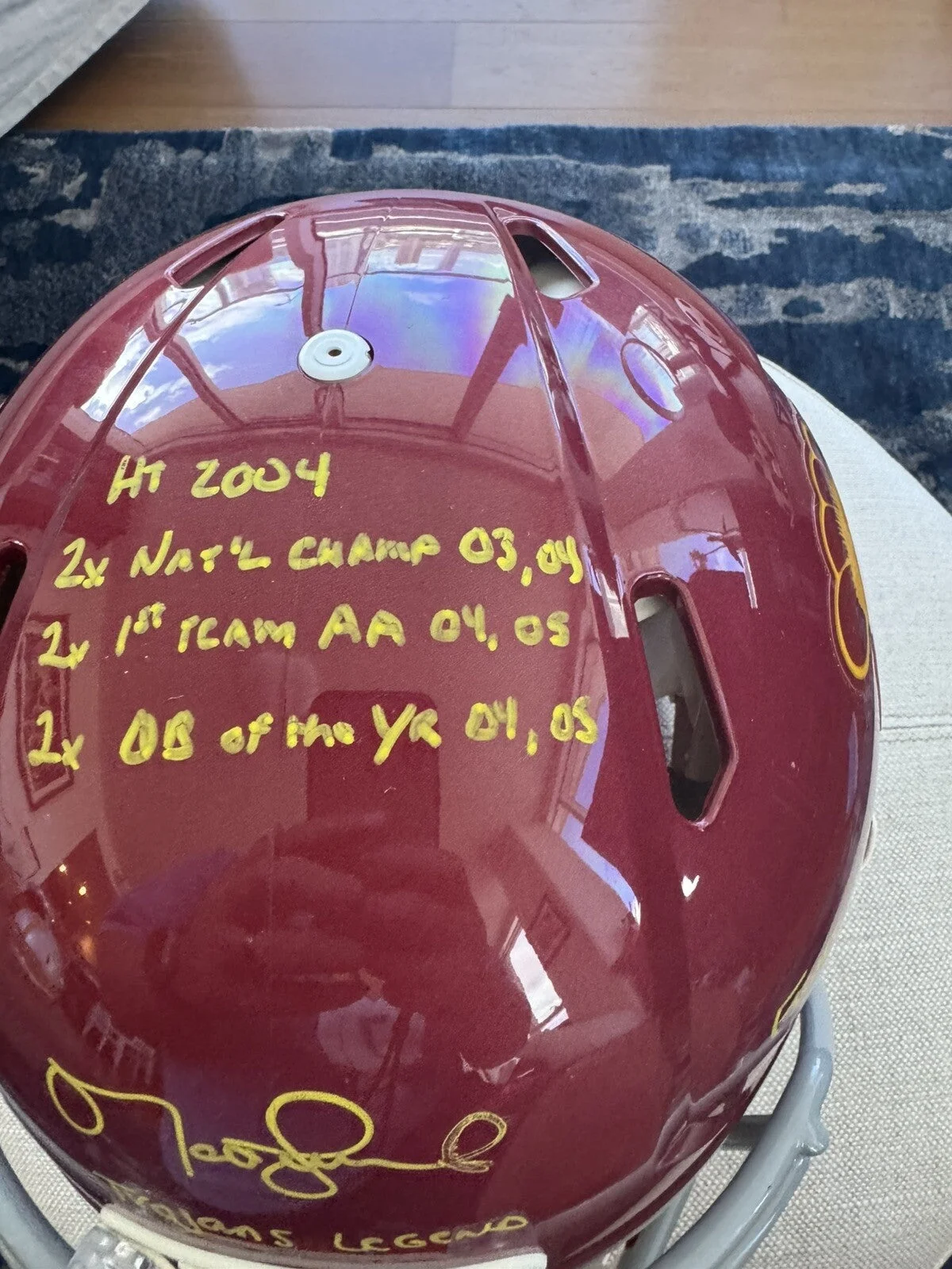Authentic USC Trojans Speed Helmet Signed and Inscribed by Matt Leinart