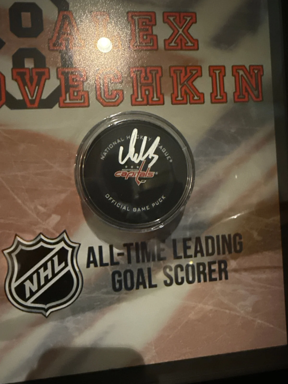 Alex Ovechkin signed puck framed  photo 2