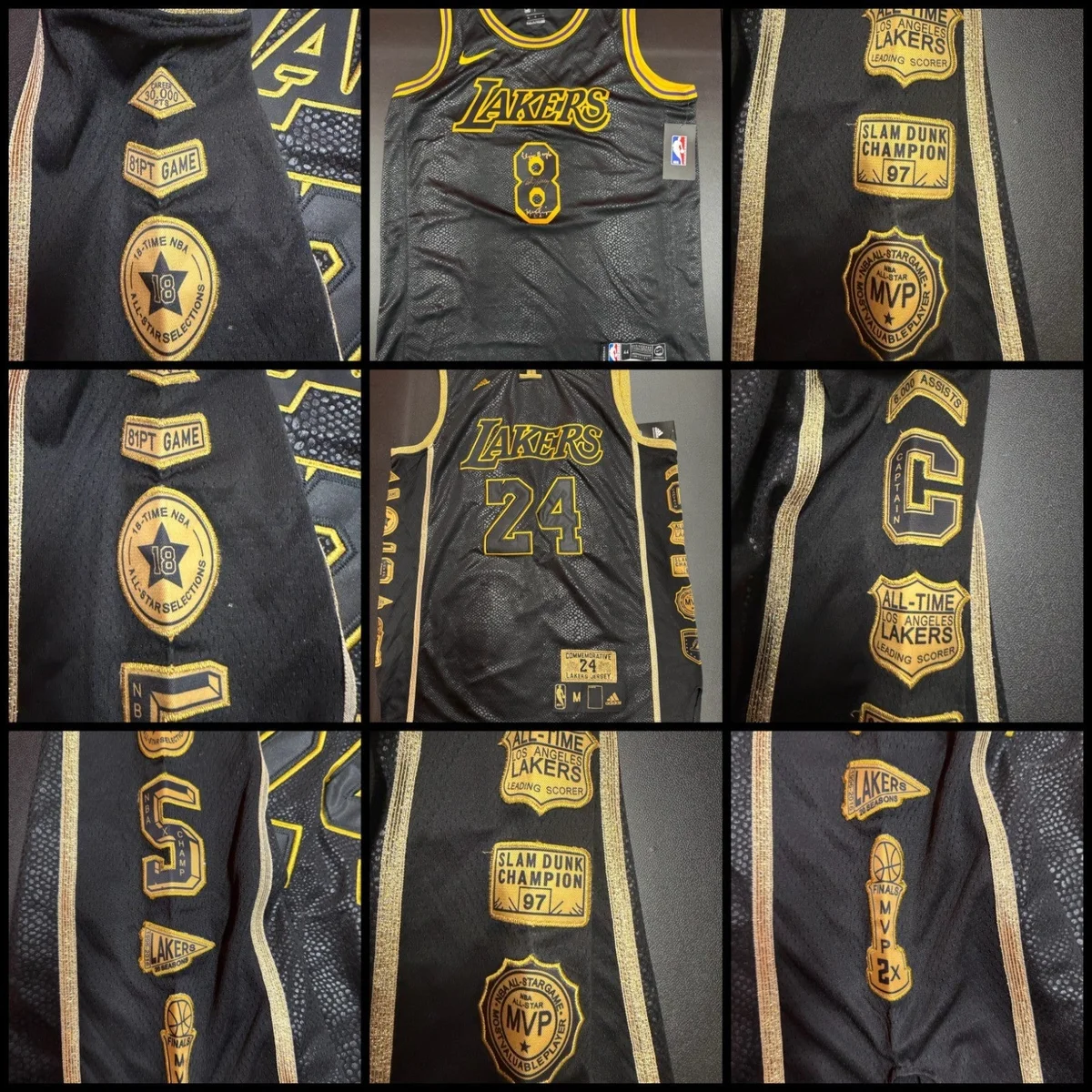 4 Kobe Bryant Lakers Jerseys Signed by Legends Magic Kareem Shaq West Baylor