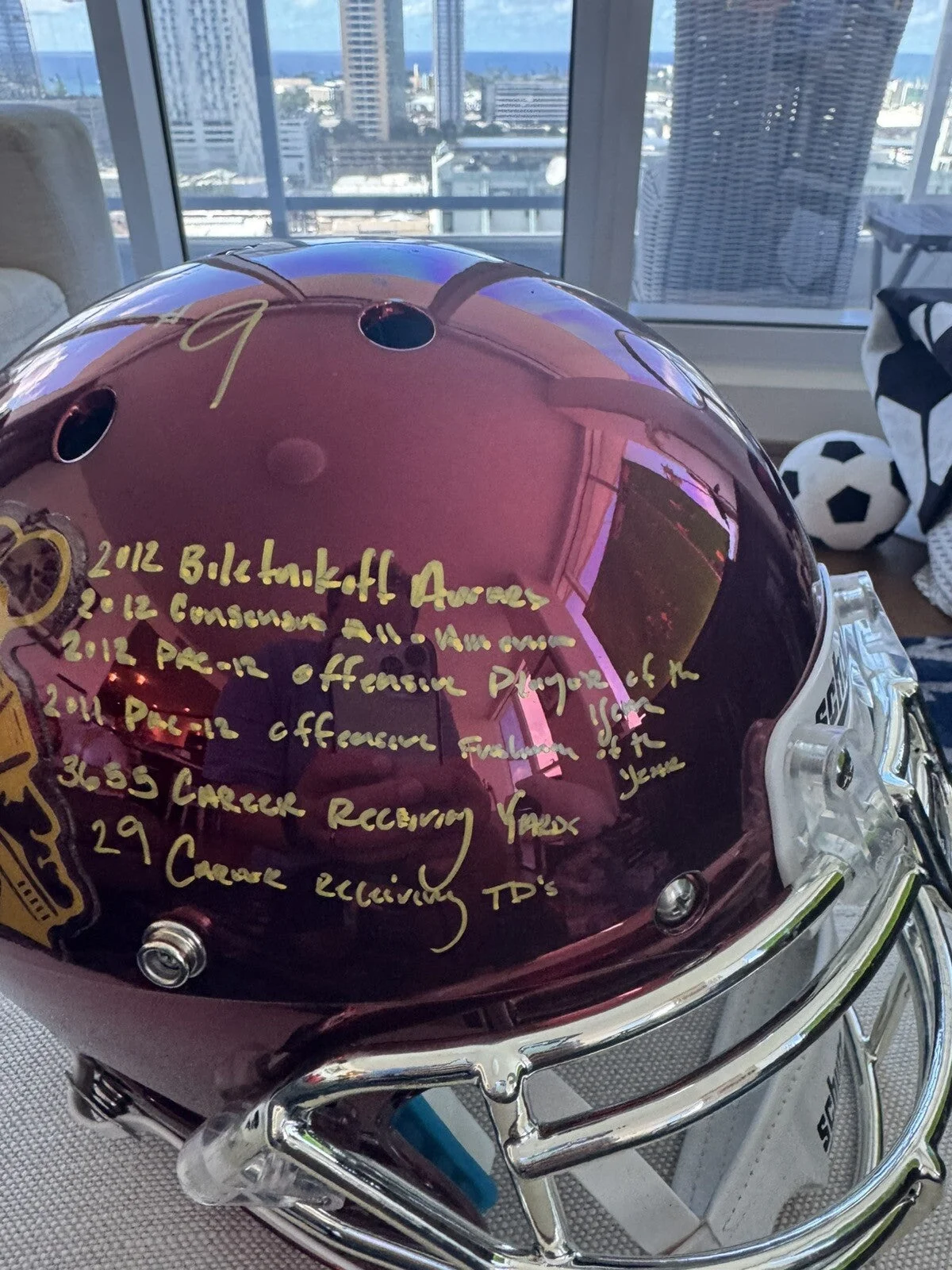 USC Trojans Chrome Helmet Signed & Inscribed by Robert Woods & Marqise Lee