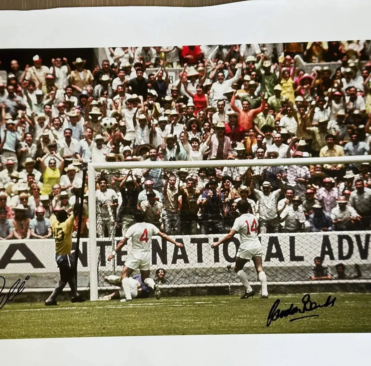 Pele & Gordon Banks Dual-Signed Canvas – "The Save of the Century" - Beckett Authenticated