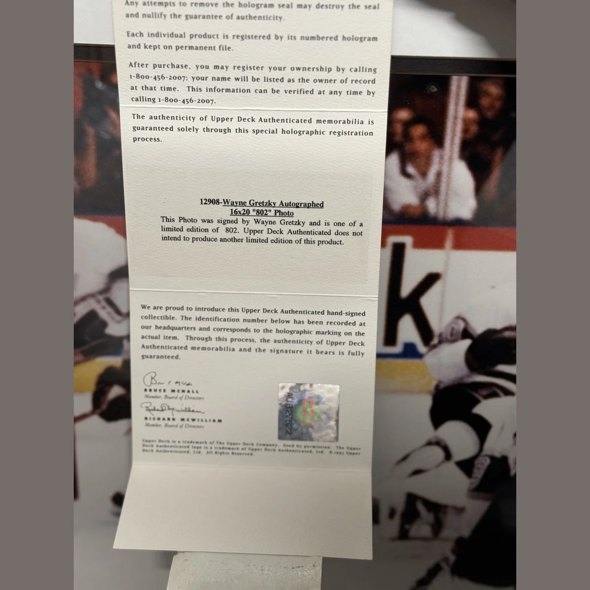 Wayne Gretzky Signed, Inscribed, Framed Photograph (#290/802) 24x20 - Upper Deck