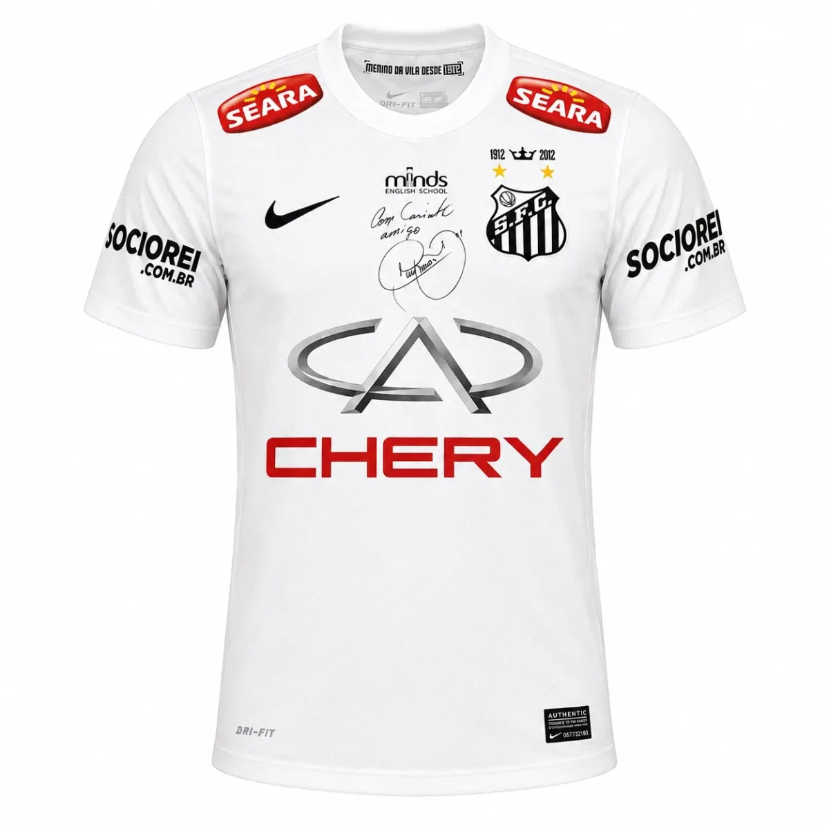 Neymar Jr. Signed and Inscribed Match Worn 2013 Santos F.C. Jersey