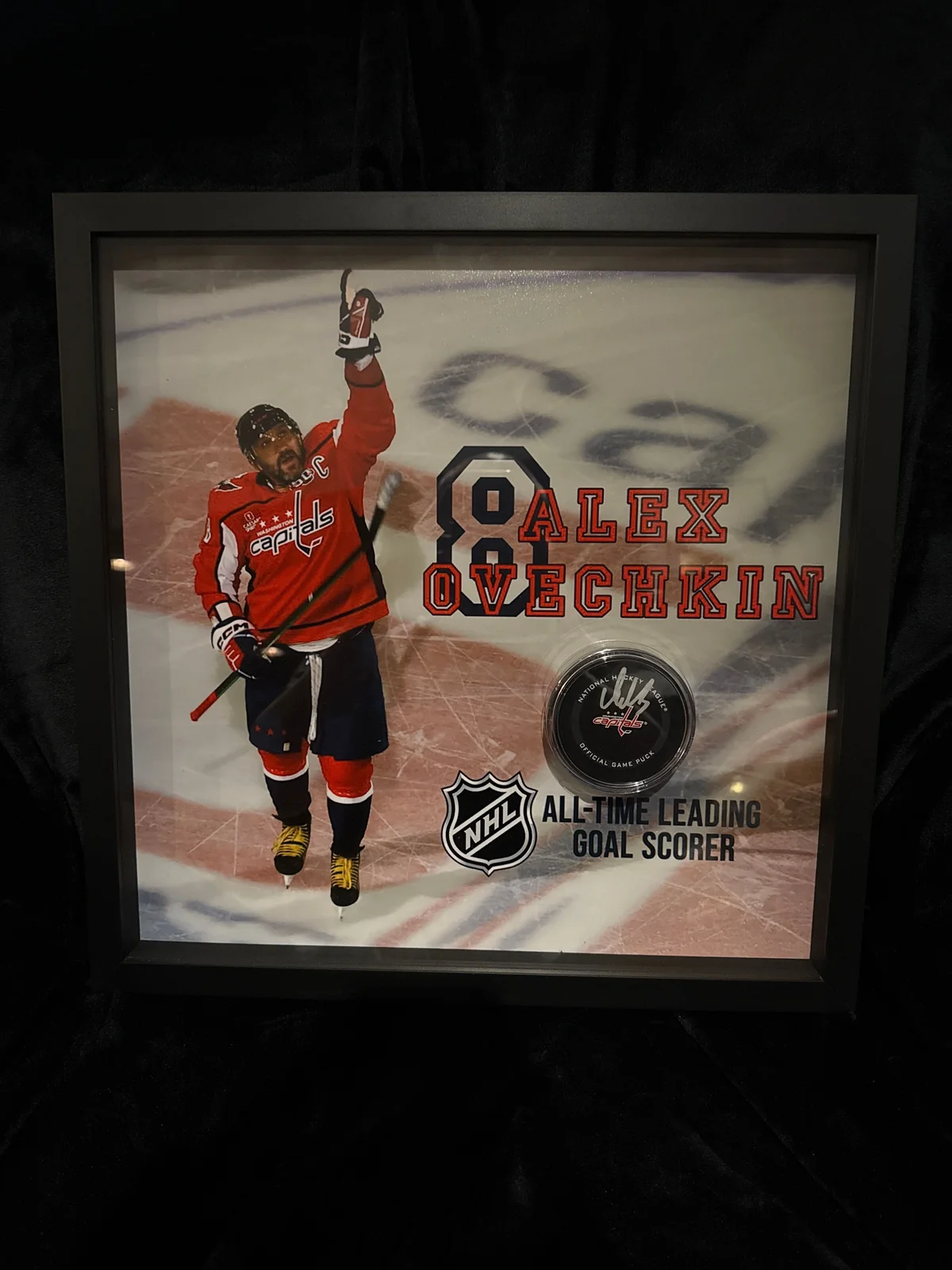Alex Ovechkin signed puck framed 