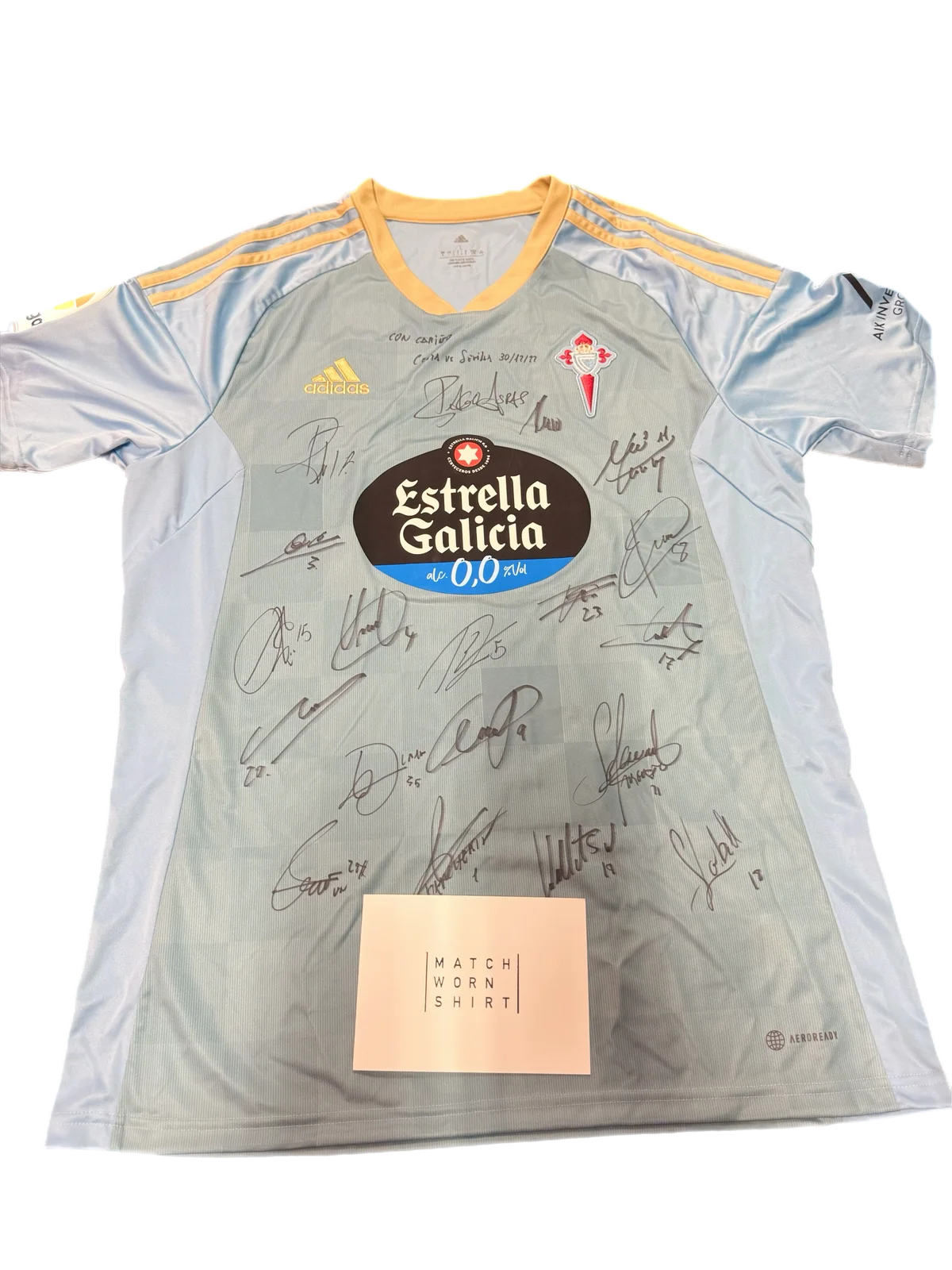 Celta de Vigo Squad Signed Jersey – Celta vs Sevilla (12/30/2022) | MatchWornShirt COA