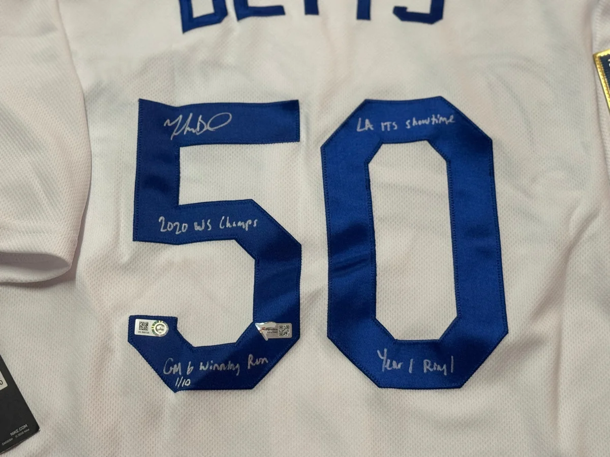 Mookie Betts Signed & Inscribed 2020 Dodgers World Series Jersey – LE #1 of 10