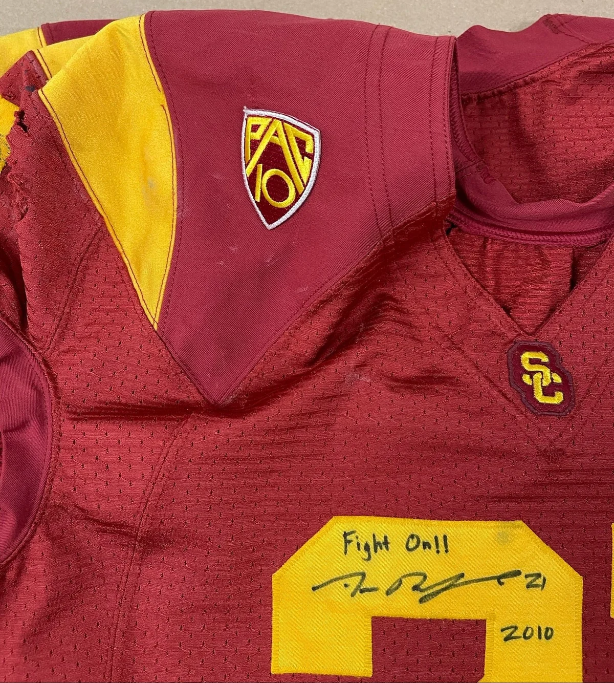 Allen Bradford Signed and Inscribed Game Worn 2010 USC Trojans Football Jersey