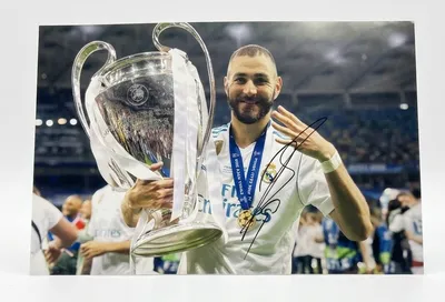 Karim Benzema Signed Real Madrid 12x8 Photo – 4x Champions League Celebration