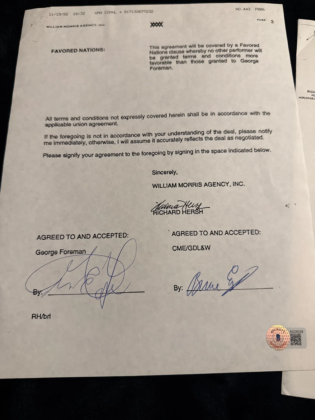 George Forman signed contract with Texaco