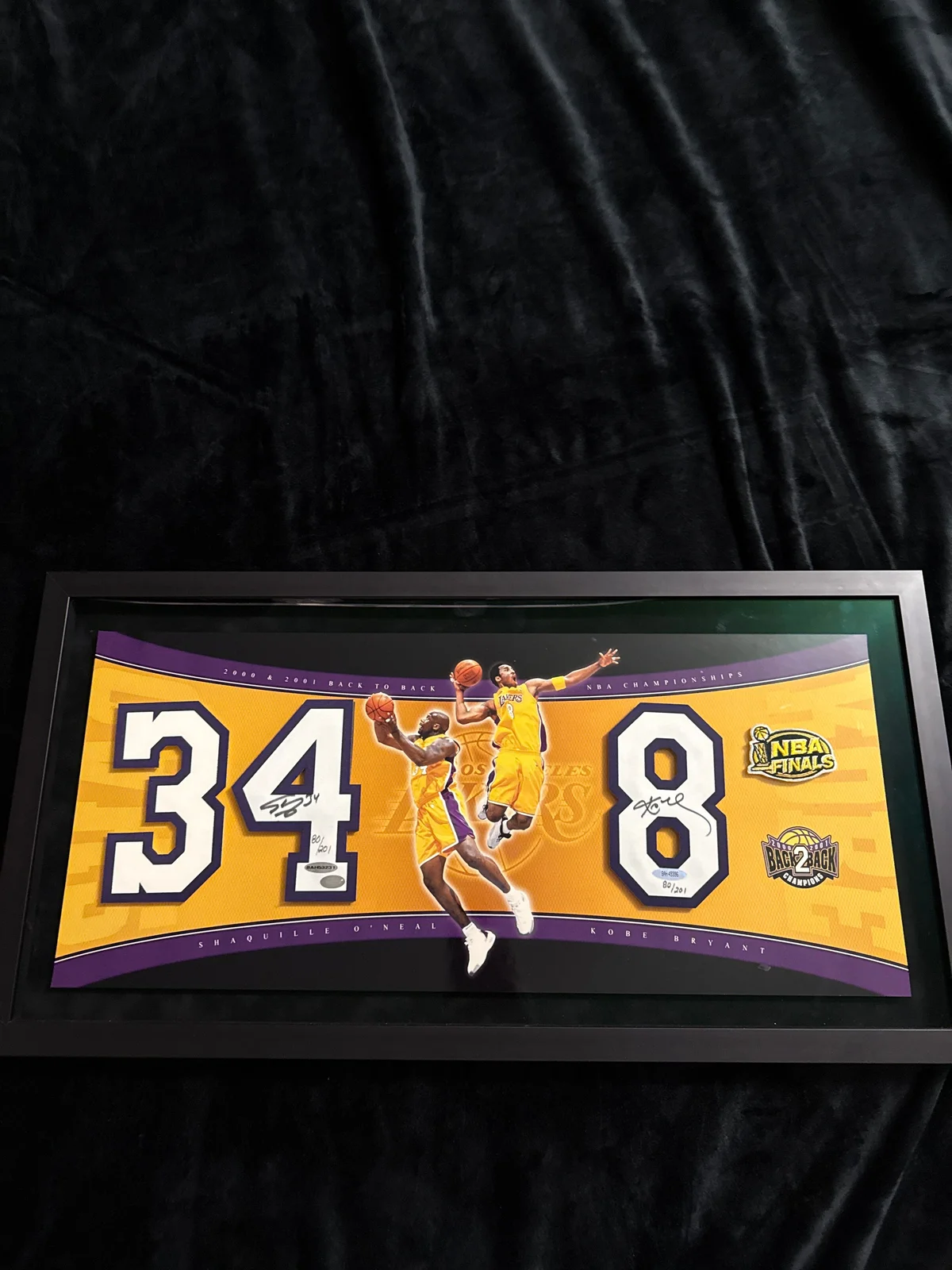 Kobe Bryant and Shaq signed number piece