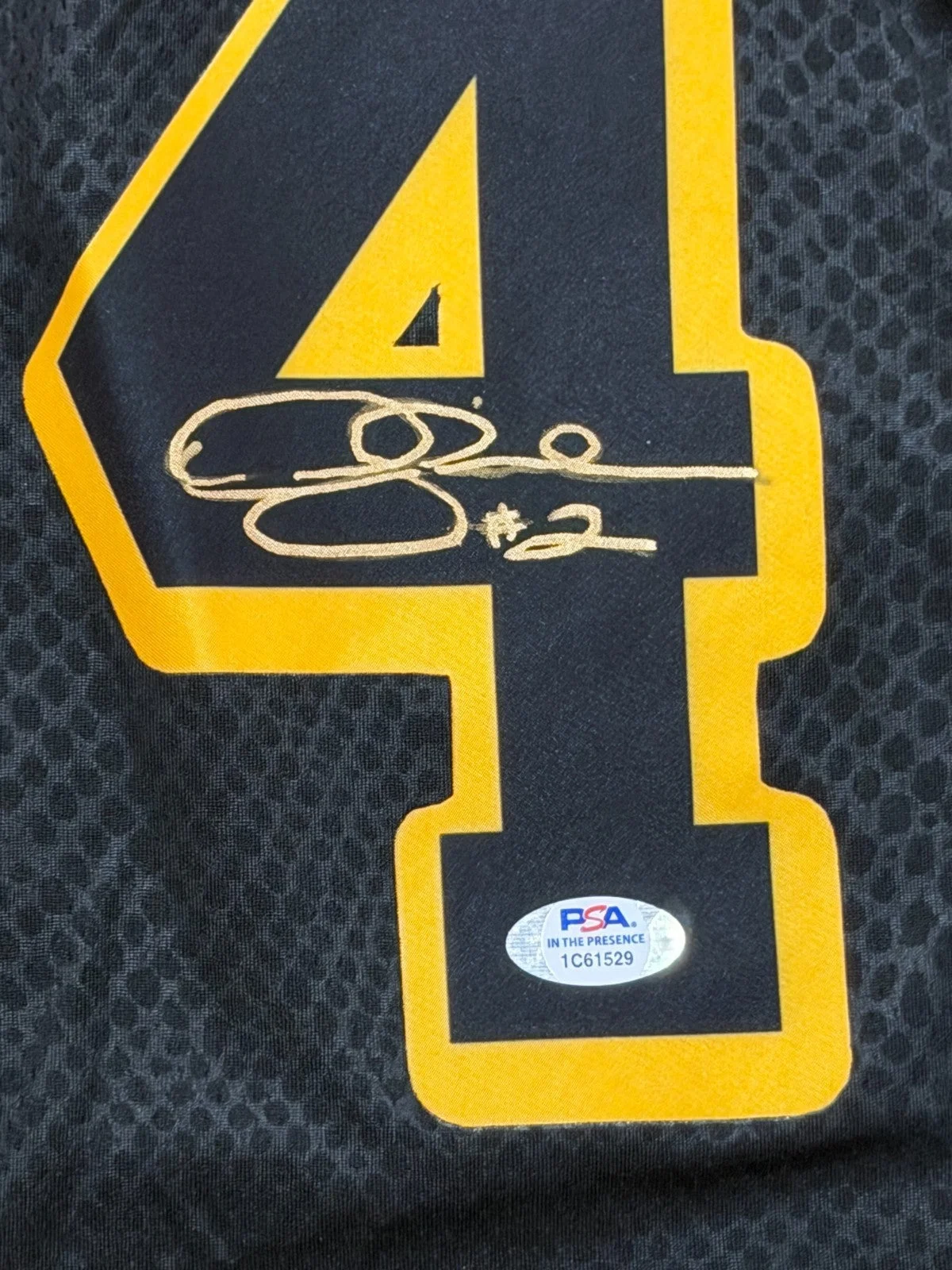4 Kobe Bryant Lakers Jerseys Signed by Legends Magic Kareem Shaq West Baylor