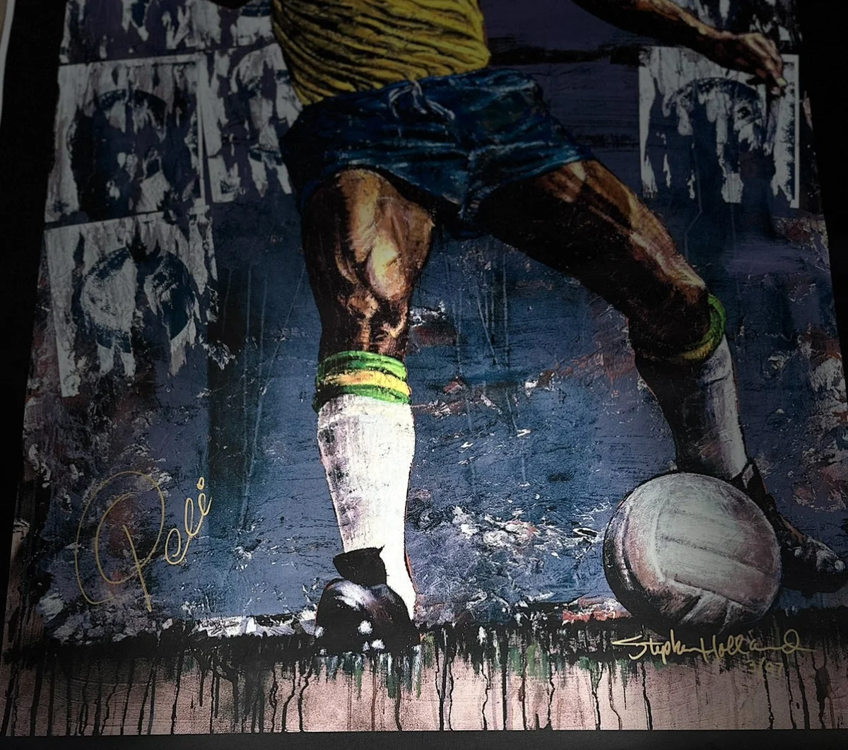 Pelé Dual-Signed Canvas by Stephen Holland (Limited Edition Giclée on Canvas)