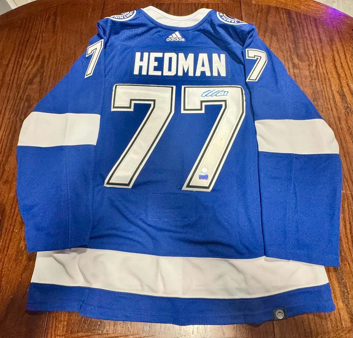 Victor Hedman Blue Adidas Pro Jersey photo 2