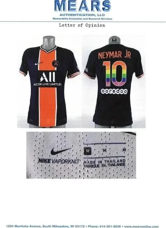 Neymar Jr. Team-Issued 2020-21 Paris Saint-Germain LGBT Number Jersey – MEARS Authenticated