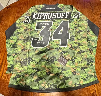 Mikko Kiprusoff Inscribed Reebok Alternate Military Replica Jersey
