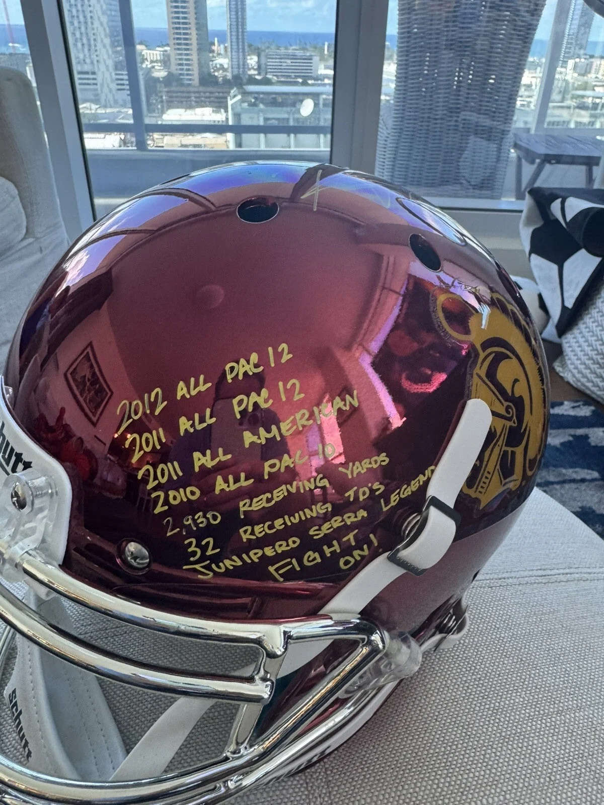 USC Trojans Chrome Helmet Signed & Inscribed by Robert Woods & Marqise Lee