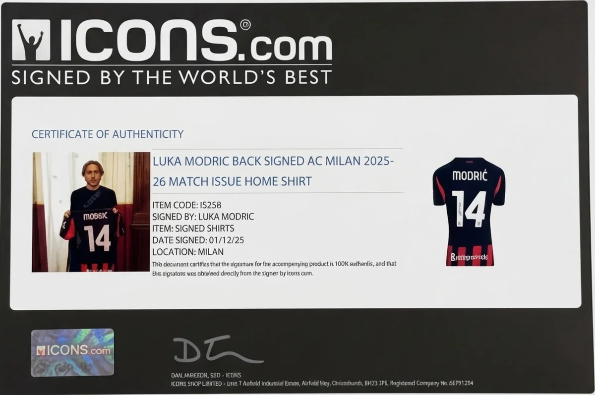 Luka Modrić Match Issue Signed AC Milan Jersey