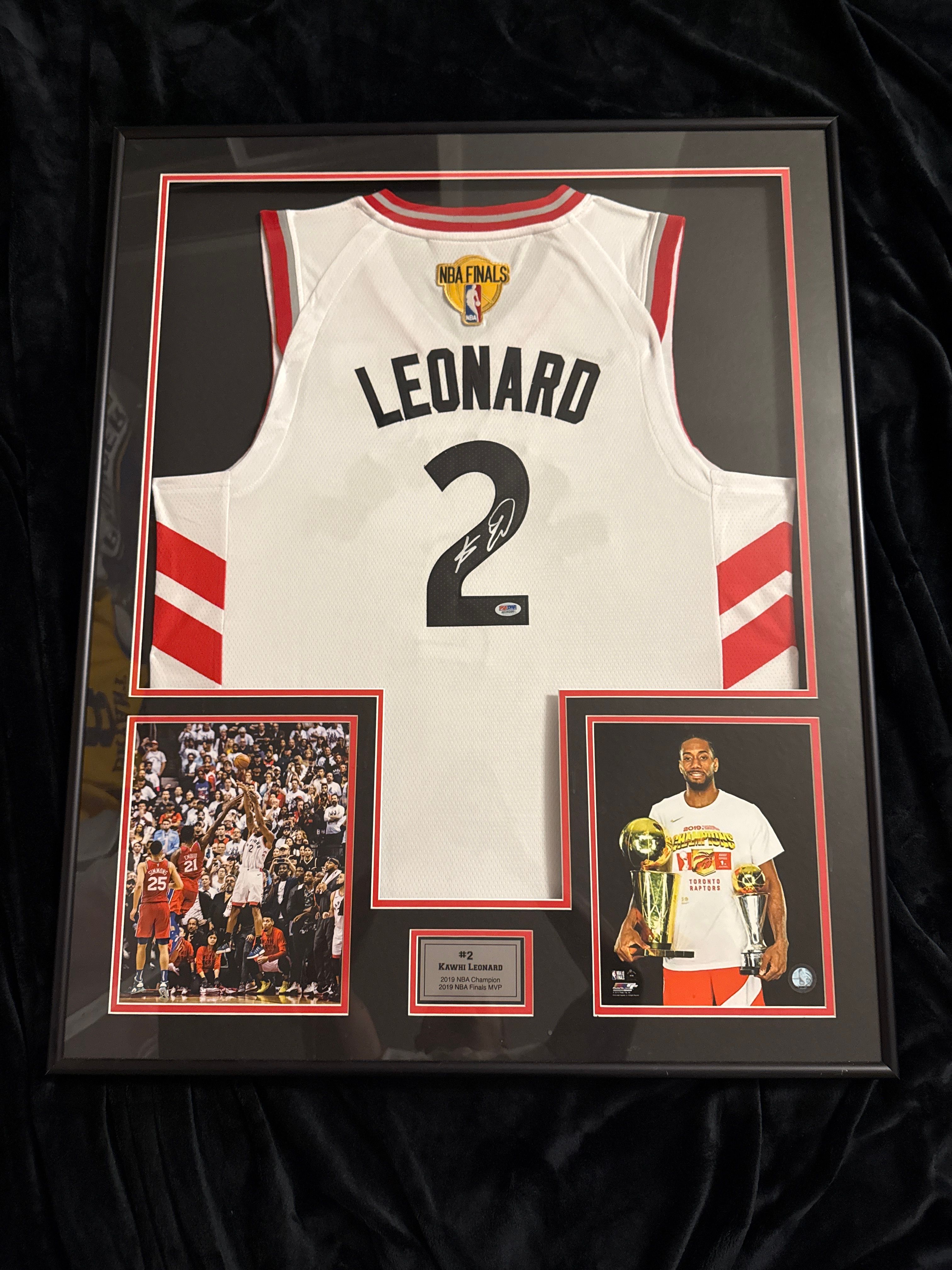 Kawhi Leonard signed custom NBA jersey framed 