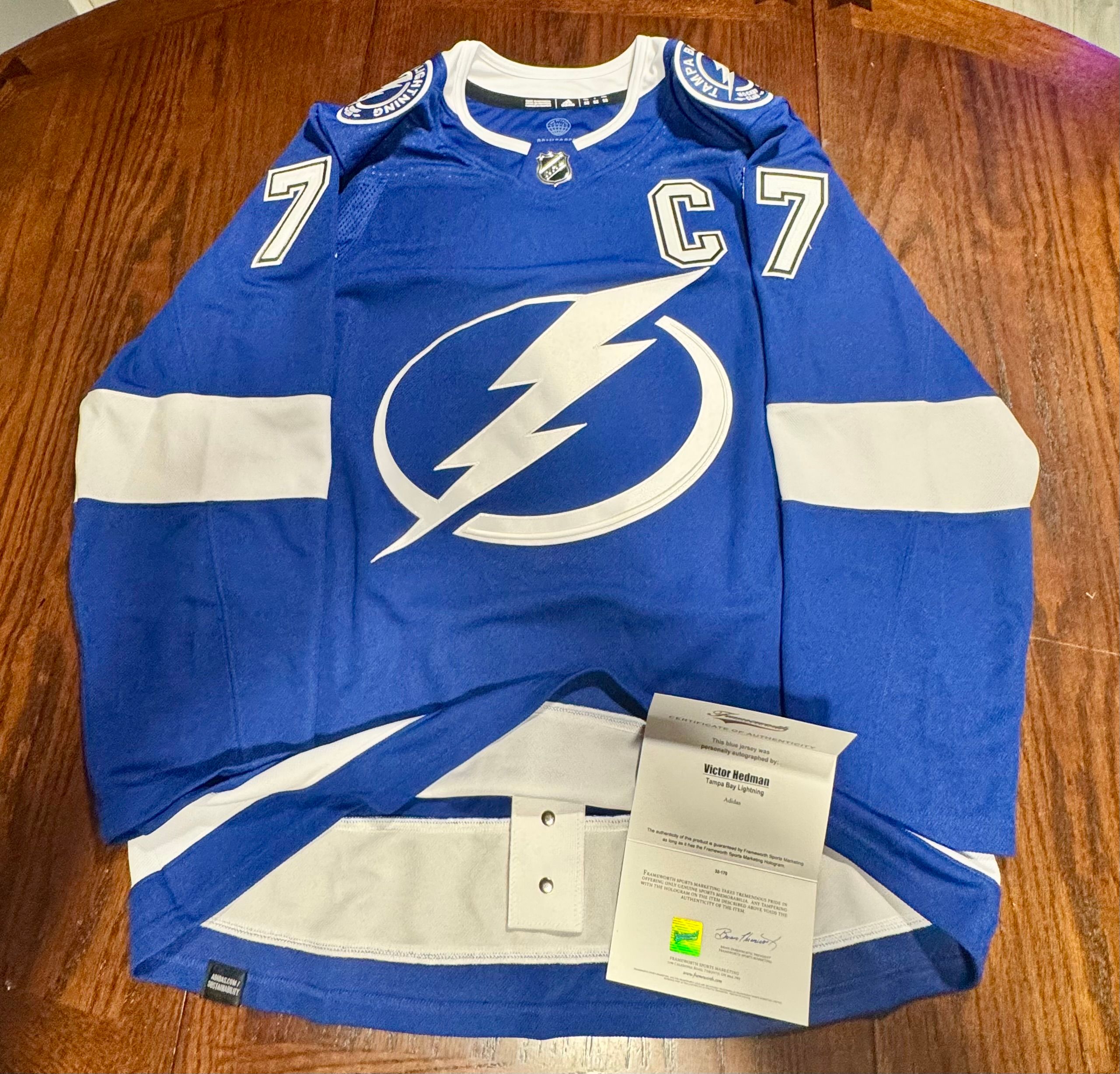 Victor Hedman Blue Adidas Pro Jersey photo 3