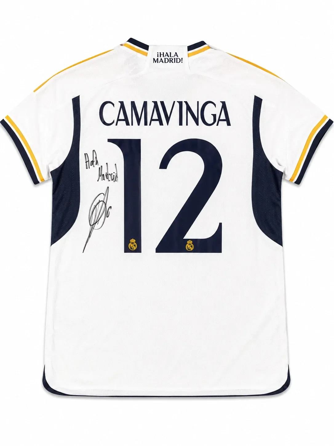 Eduardo Camavinga Signed 23/24 Real Madrid Jersey with Inscription
