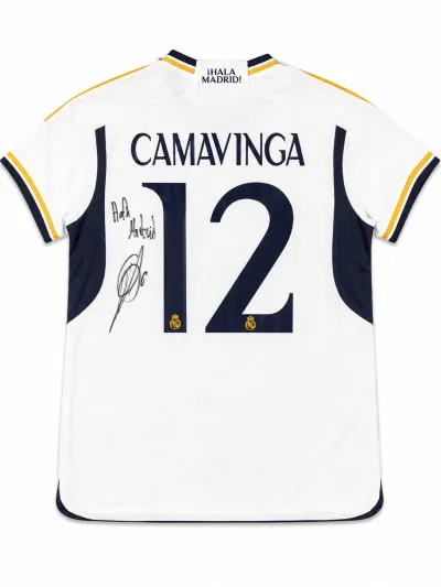 Eduardo Camavinga Signed 23/24 Real Madrid Jersey with Inscription