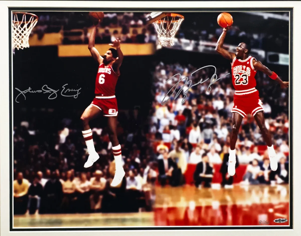 Michael Jordan & Julius Erving Dual Signed Framed 16x20 Photo – UDA Authenticated