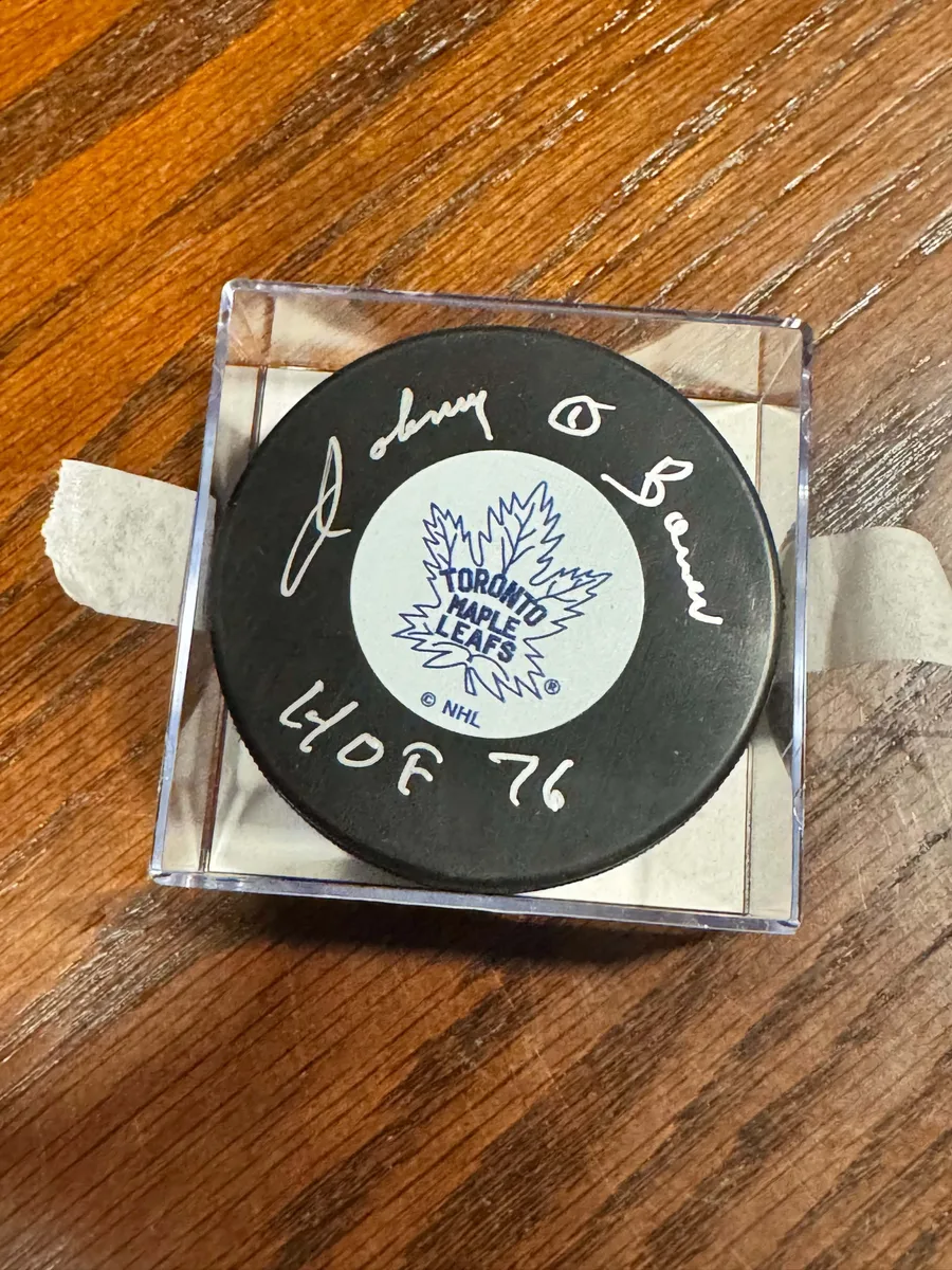 Johnny Bower Inscribed Leafs Hockey Puck