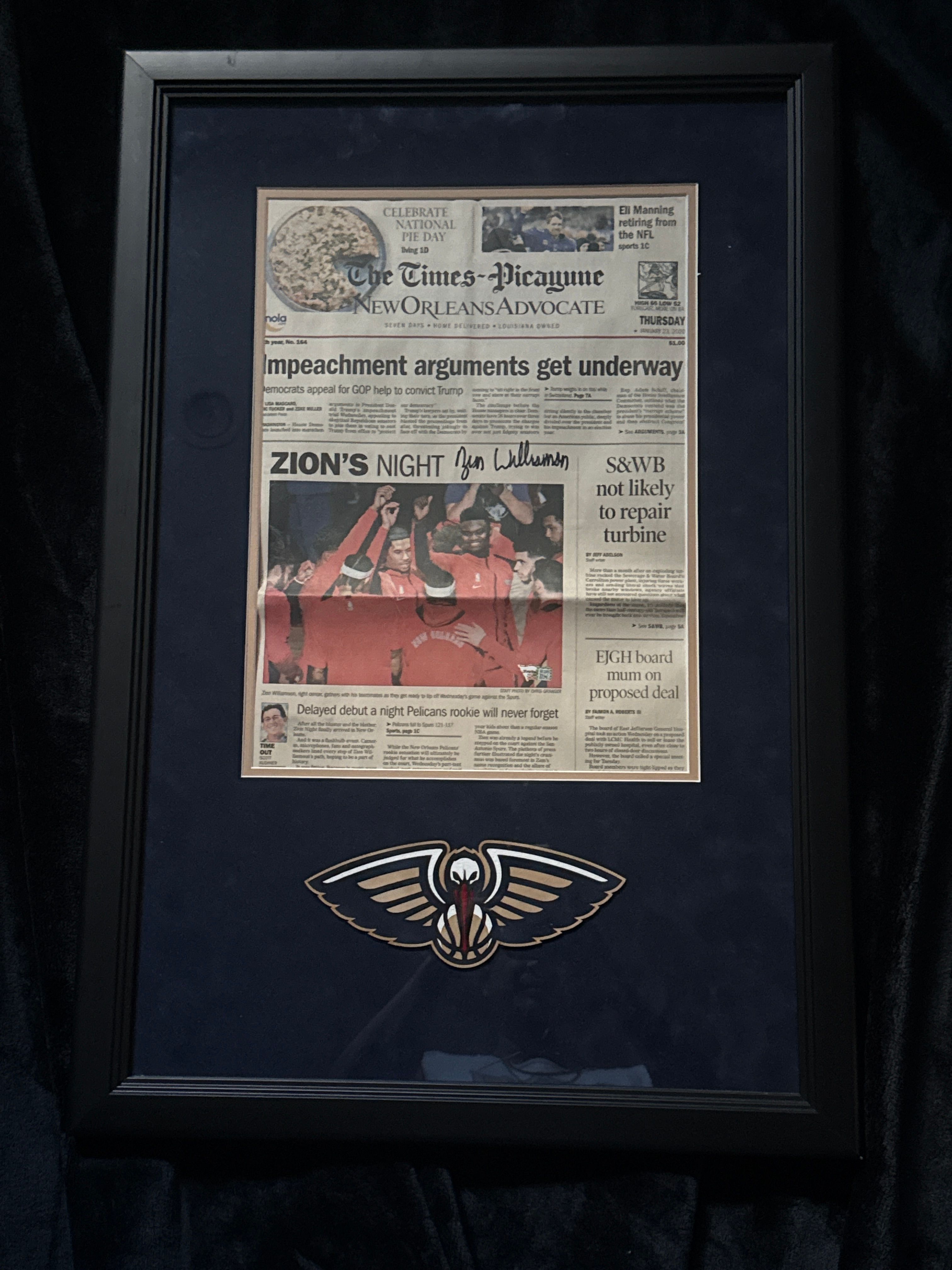 Zion Williams signed newspaper 