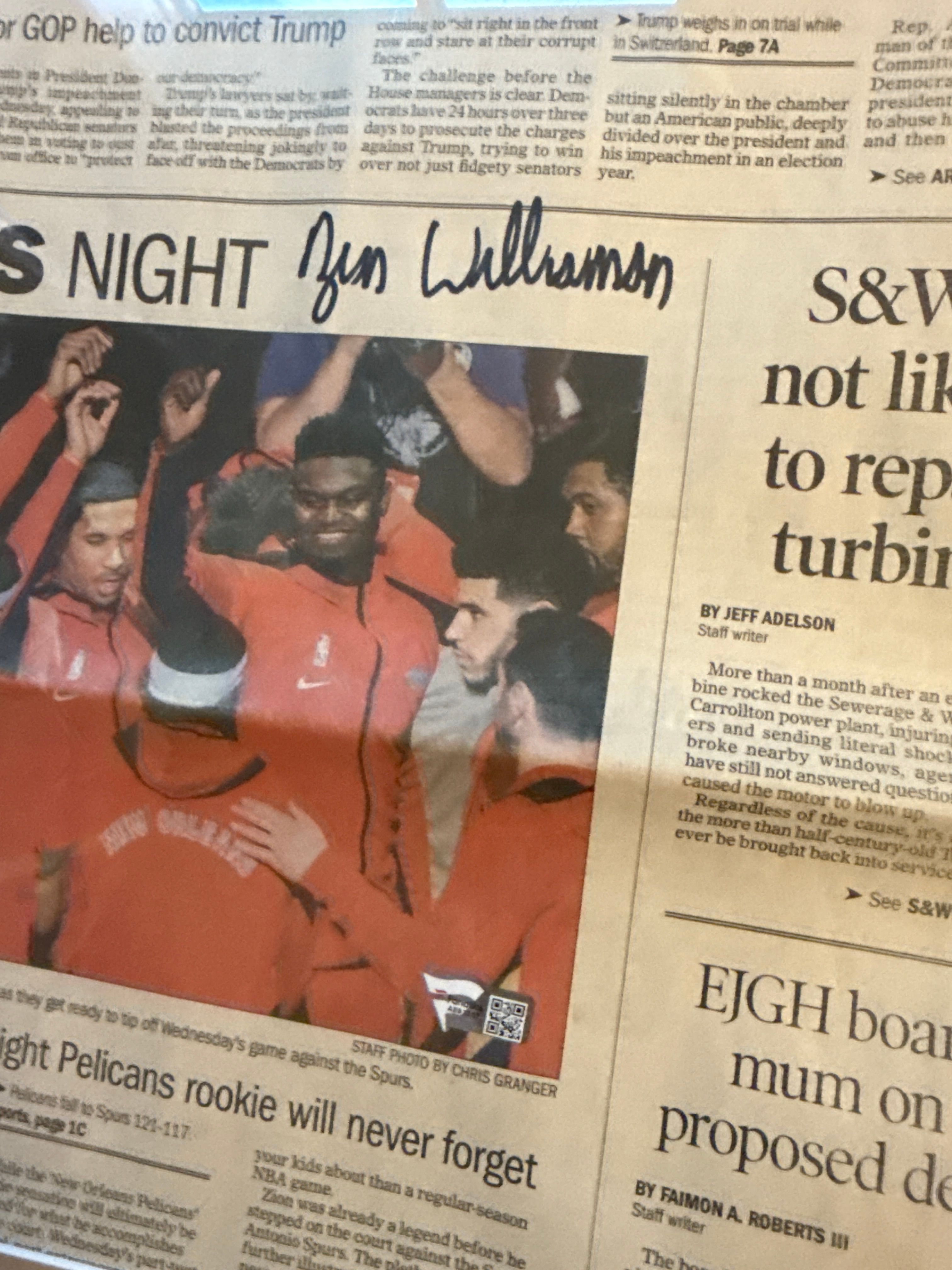 Zion Williams signed newspaper  photo 2