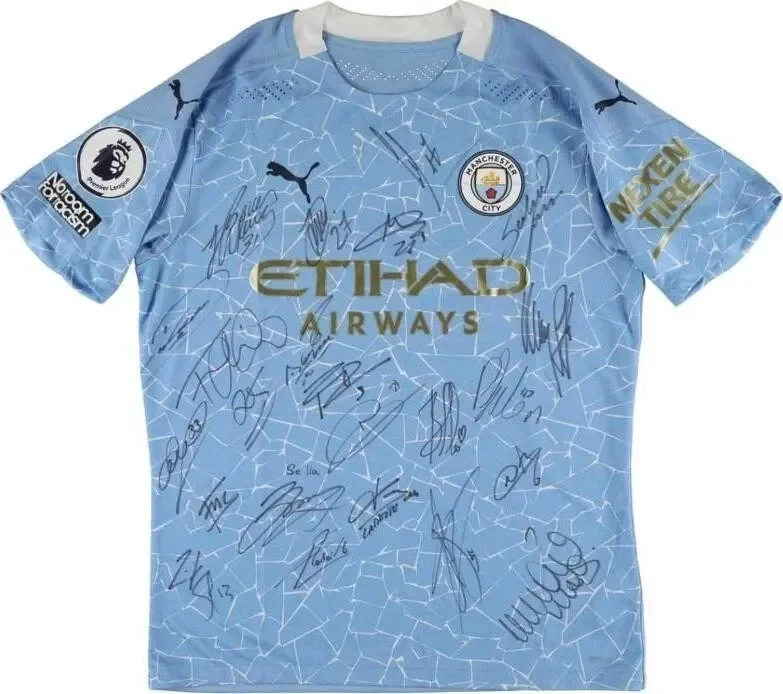 Benjamin Mendy Player-Worn, Team-Signed Manchester City FC Jersey (22 Signatures) - Featuring Kevin De Bruyne, Rodri, Bernardo Silva, Ederson - Benjamin Mendy LOP, Beckett LOA