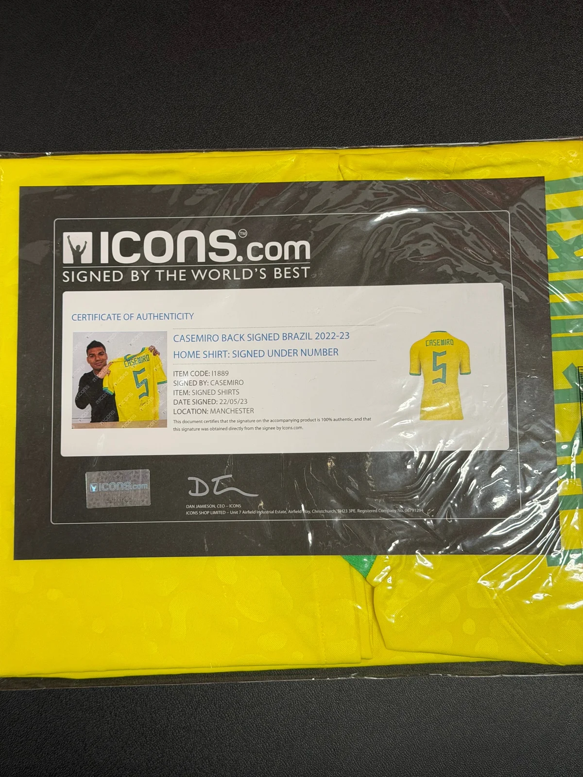 Casemiro Back Signed Brazil Home Shirt